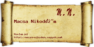 Macsa Nikodém névjegykártya